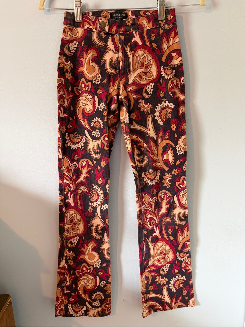Paisley Boot Cut Stretch Pants - Red, Black, Tan & Cream